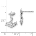 De-Ani Sterling Silver Rhodium-Plated Polished Anchor with Rope Post Earrings