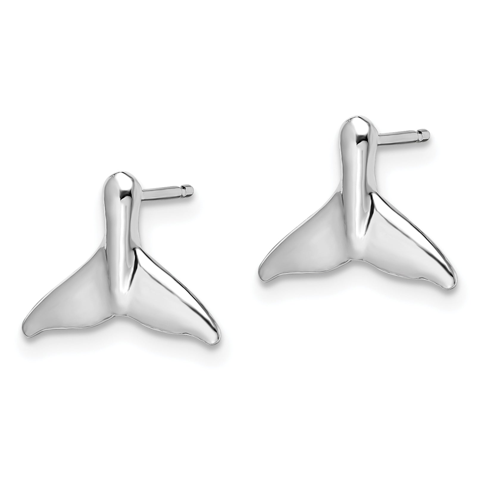 De-Ani Sterling Silver Rhodium-Plated Polished Whale Tail Post Earrings Secondary image