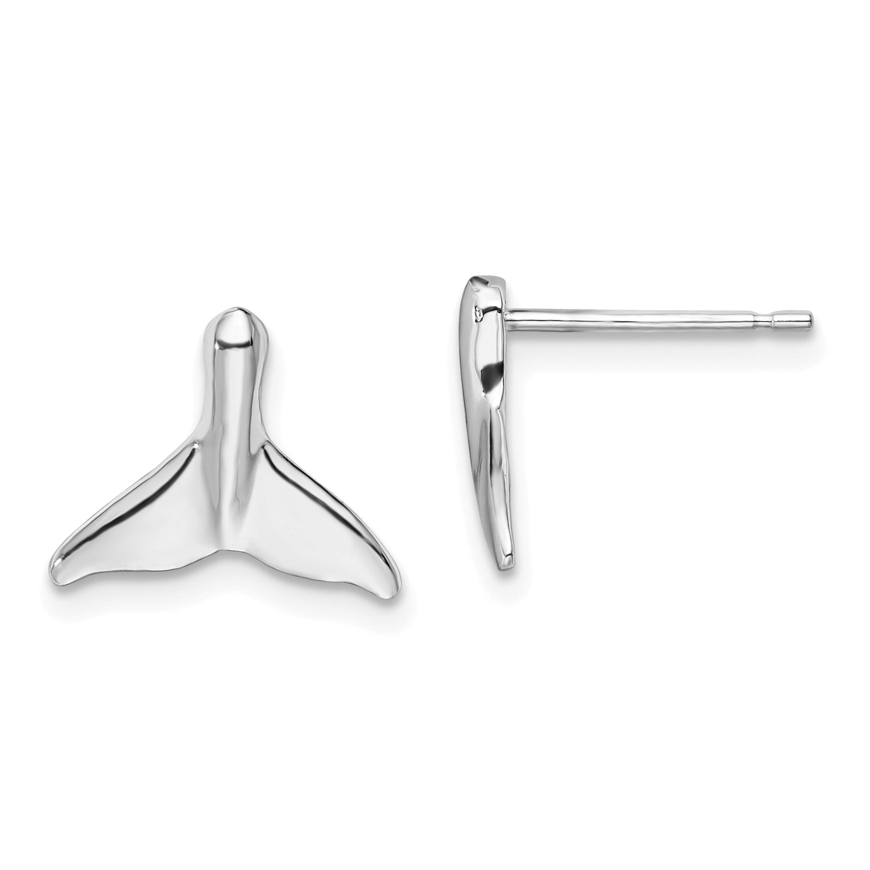 De-Ani Sterling Silver Rhodium-Plated Polished Whale Tail Post Earrings Main image