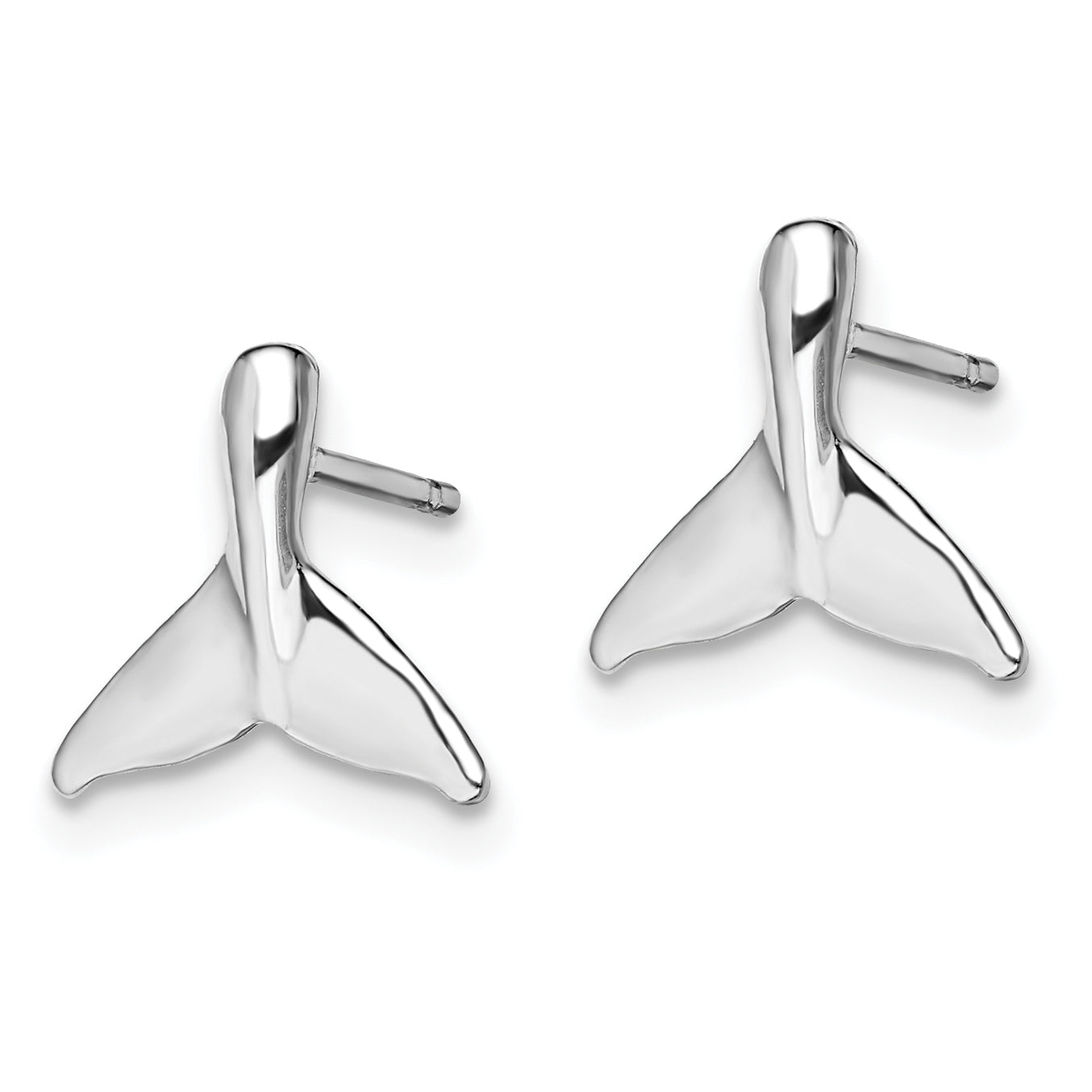 De-Ani Sterling Silver Rhodium-Plated Polished Mini Whale Tail Post Earrings Secondary image
