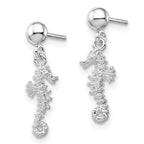 De-Ani Sterling Silver Rhodium-Plated 3D Mini Seahorse Dangle Post Earrings
