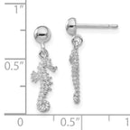 De-Ani Sterling Silver Rhodium-Plated 3D Mini Seahorse Dangle Post Earrings