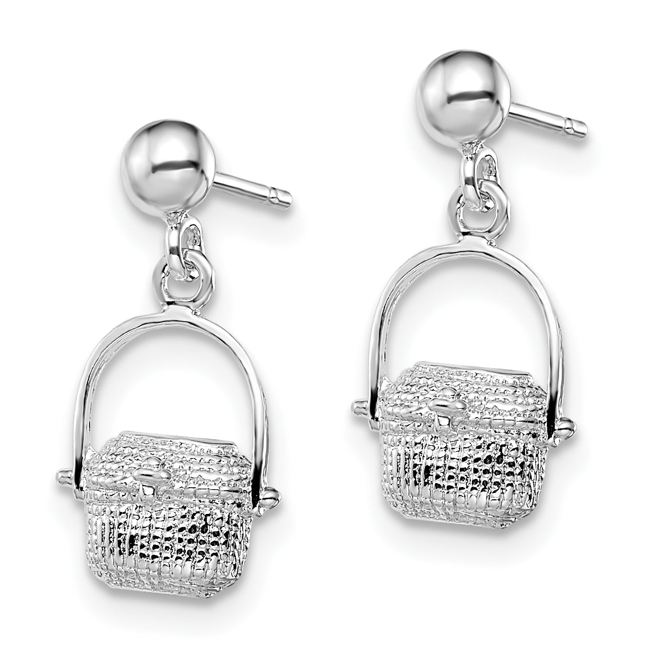 De-Ani Sterling Silver Rhodium-Plated Polished Nantucket Basket Post Earrings Secondary image