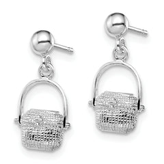 De-Ani Sterling Silver Rhodium-Plated Polished Nantucket Basket Post Earrings