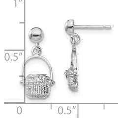 De-Ani Sterling Silver Rhodium-Plated Polished Nantucket Basket Post Earrings