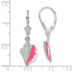 De-Ani Sterling Silver Rhodium-Plated Enameled Conch Shell Leverback Earrings