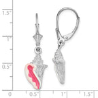 De-Ani Sterling Silver Rhodium-Plated Enameled Small Conch Shell Leverback Earrings