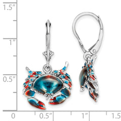De-Ani Sterling Silver Rhodium-Plated Enameled Stone Crab Leverback Earrings