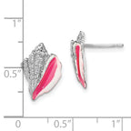 De-Ani Sterling Silver Rhodium-Plated Enameled Conch Shell Post Earrings