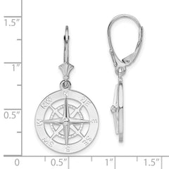 De-Ani Sterling Silver Rhodium-Plated Polished Compass Leverback Earrings