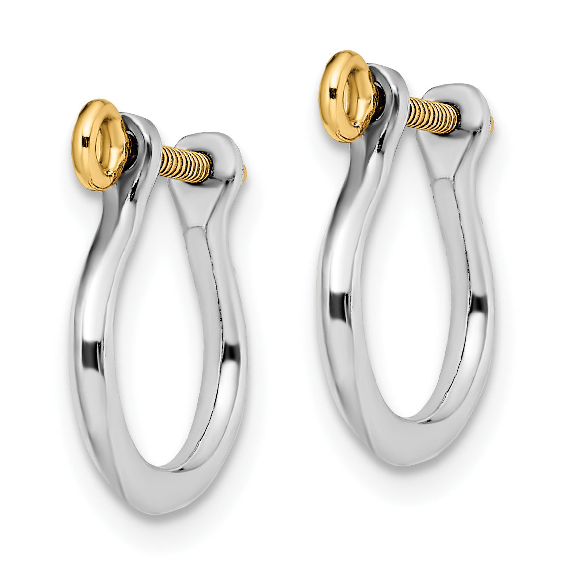 De-Ani Sterling Silver Rhodium-plated Polished 3D Small Shackle with 14k Screw Earrings Secondary image