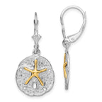 De-Ani Sterling Silver Rhodium-Plated Sand Dollar with 14k Starfish Leverback Earrings