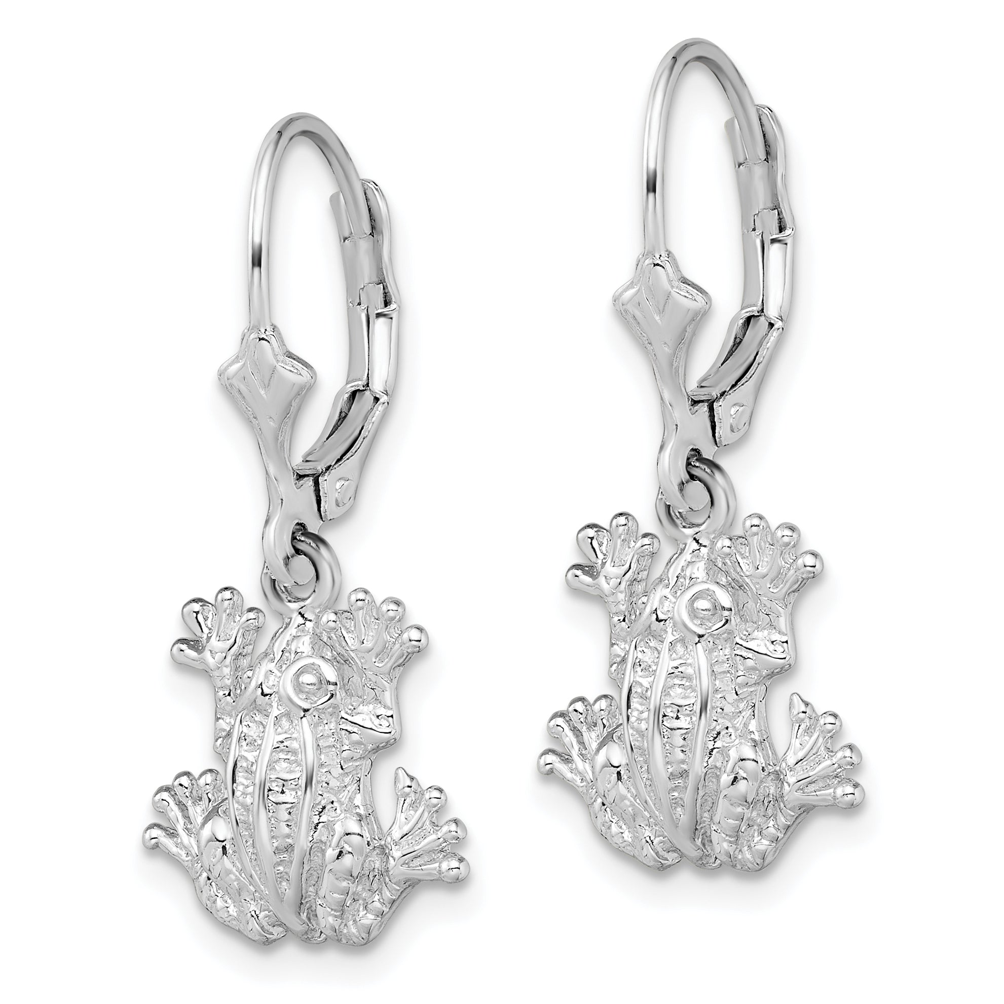 De-Ani Sterling Silver Rhodium-Plated Polished Frog Leverback Earrings Secondary image