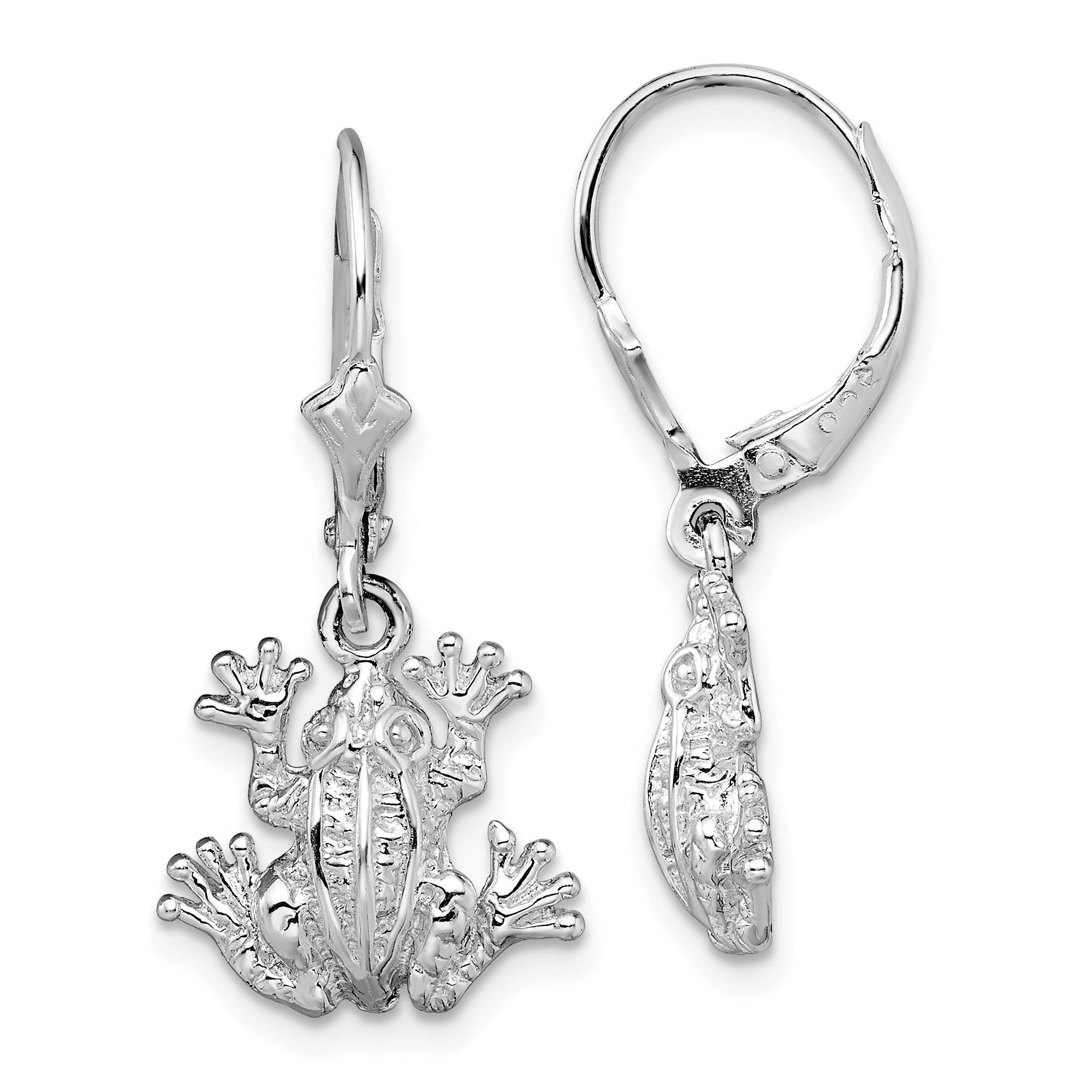 De-Ani Sterling Silver Rhodium-Plated Polished Frog Leverback Earrings Main image