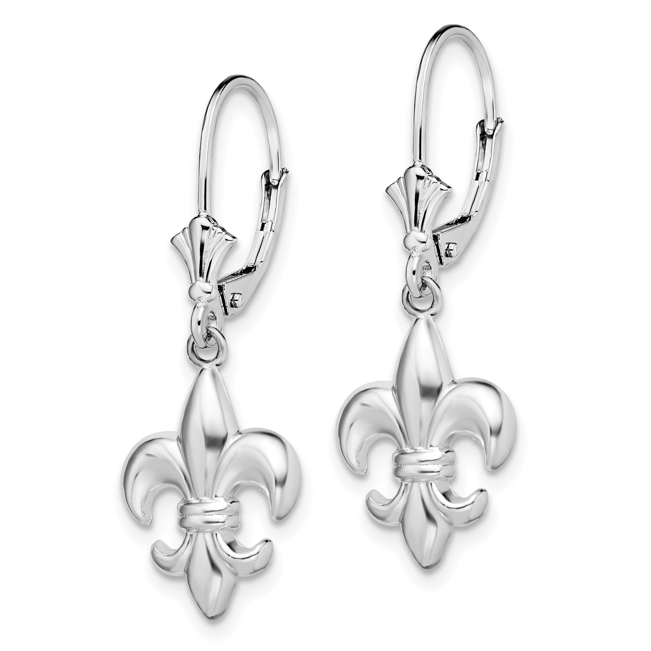 De-Ani Sterling Silver Rhodium-Plated Small Fleur de Lis Leverback Earrings Secondary image