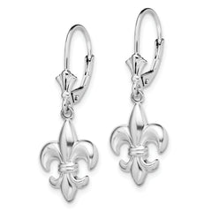 De-Ani Sterling Silver Rhodium-Plated Small Fleur de Lis Leverback Earrings