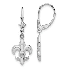 De-Ani Sterling Silver Rhodium-Plated Small Fleur de Lis Leverback Earrings