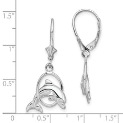 De-Ani Sterling Silver Rhodium-Plated Dolphin in Hoop Leverback Earrings