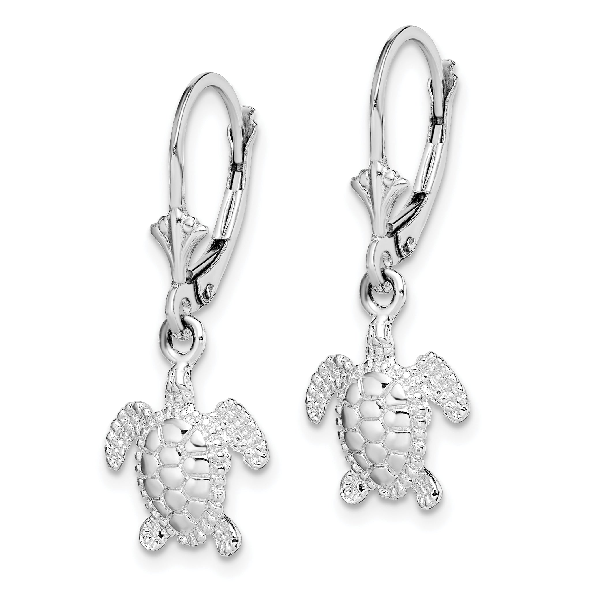 De-Ani Sterling Silver Rhodium-Plated Mini Sea Turtle Leverback Earrings Secondary image