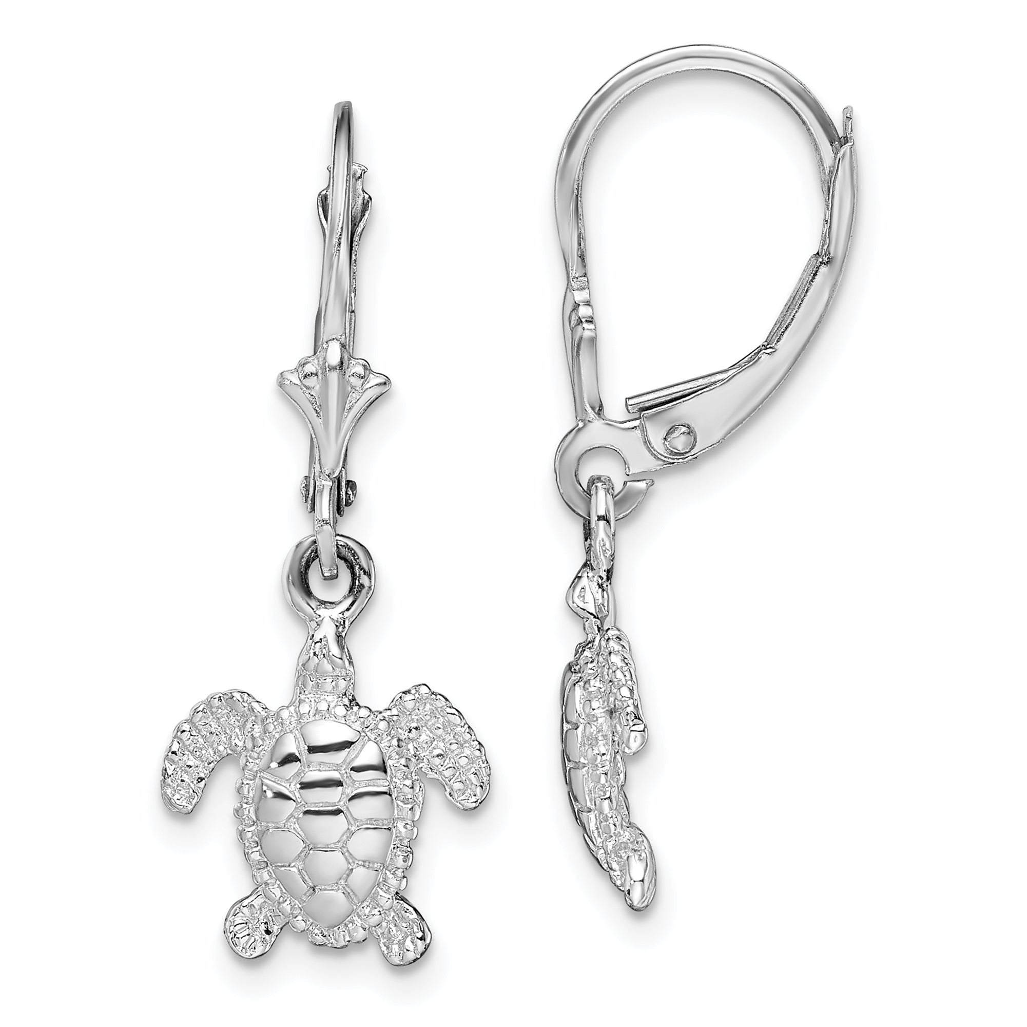 De-Ani Sterling Silver Rhodium-Plated Mini Sea Turtle Leverback Earrings Main image