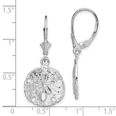 De-Ani Sterling Silver Rhodium-Plated Polished Sand Dollar Leverback Earrings