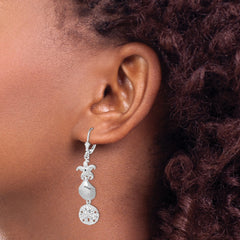 De-Ani Sterling Silver Rhodium-Plated Polished Sea Life Leverback Earrings