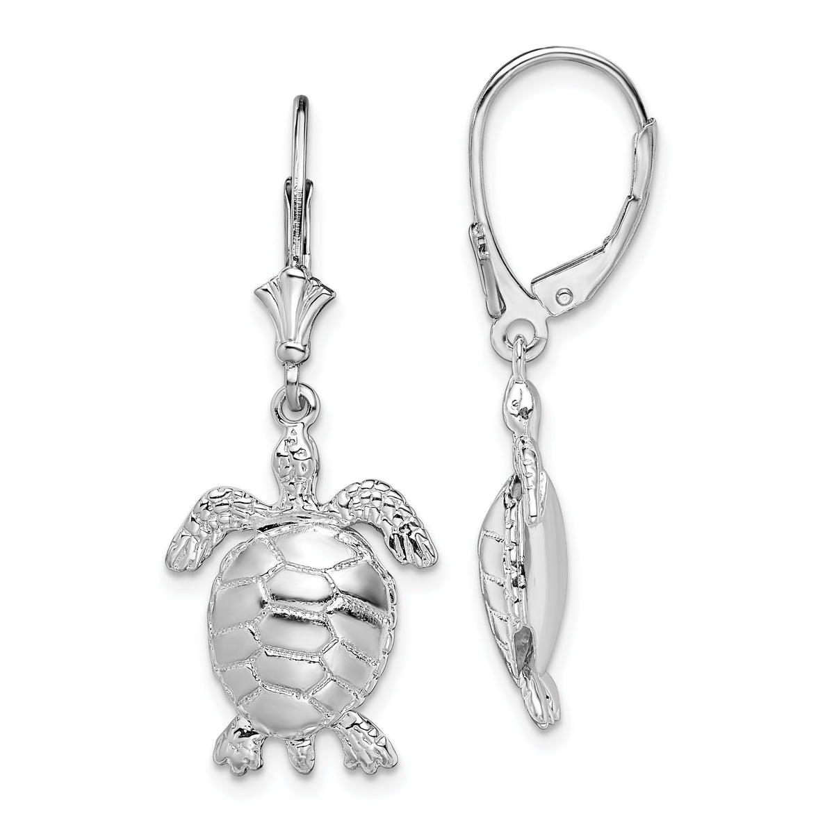 Turtle Leverback Earrings in Sterling Silver, Moveable - Sophia Jewelers Main image