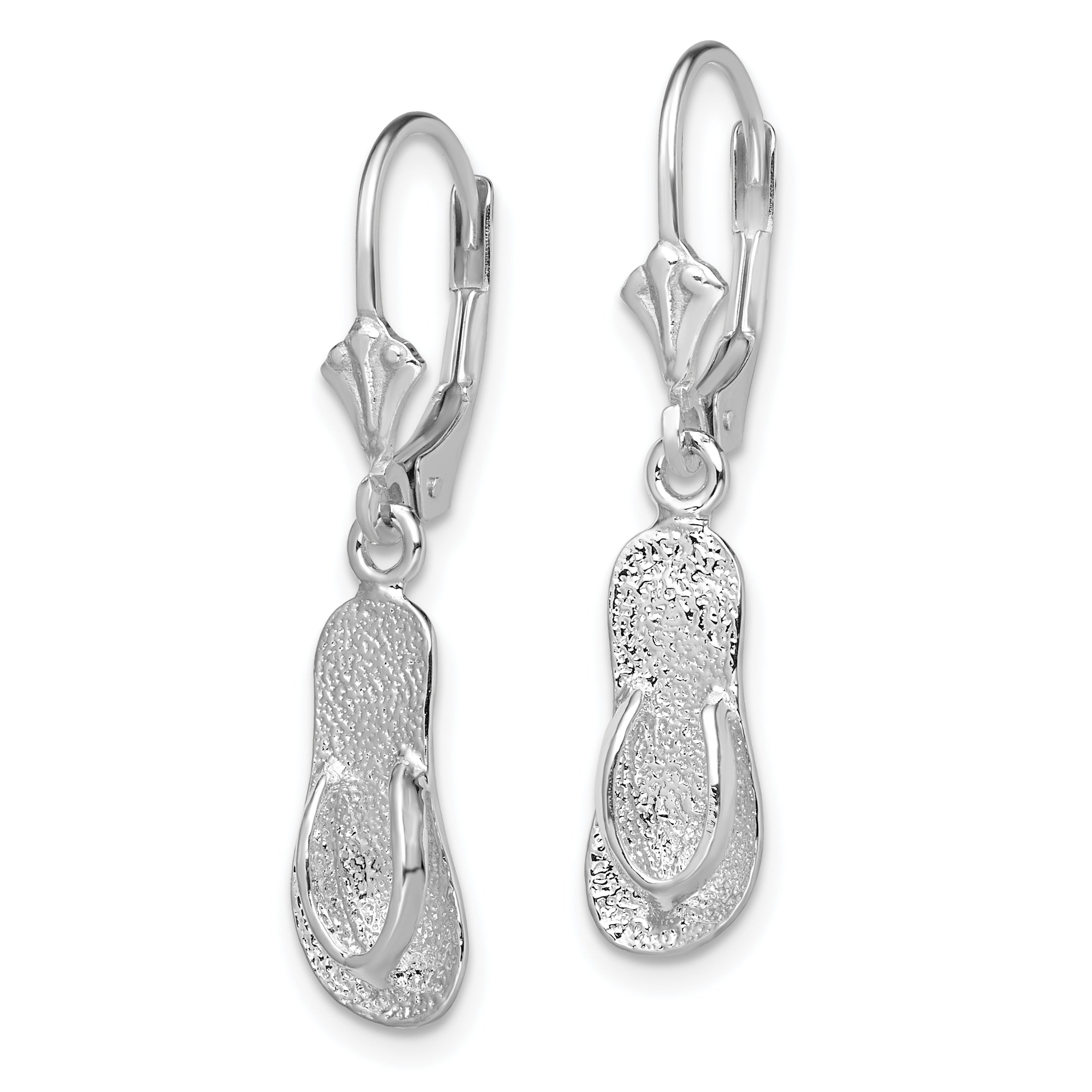 De-Ani Sterling Silver Rhodium-Plated Polished Large Flip-flop Leverback Earrings Secondary image