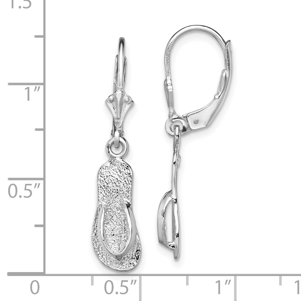 De-Ani Sterling Silver Rhodium-Plated Polished Large Flip-flop Leverback Earrings