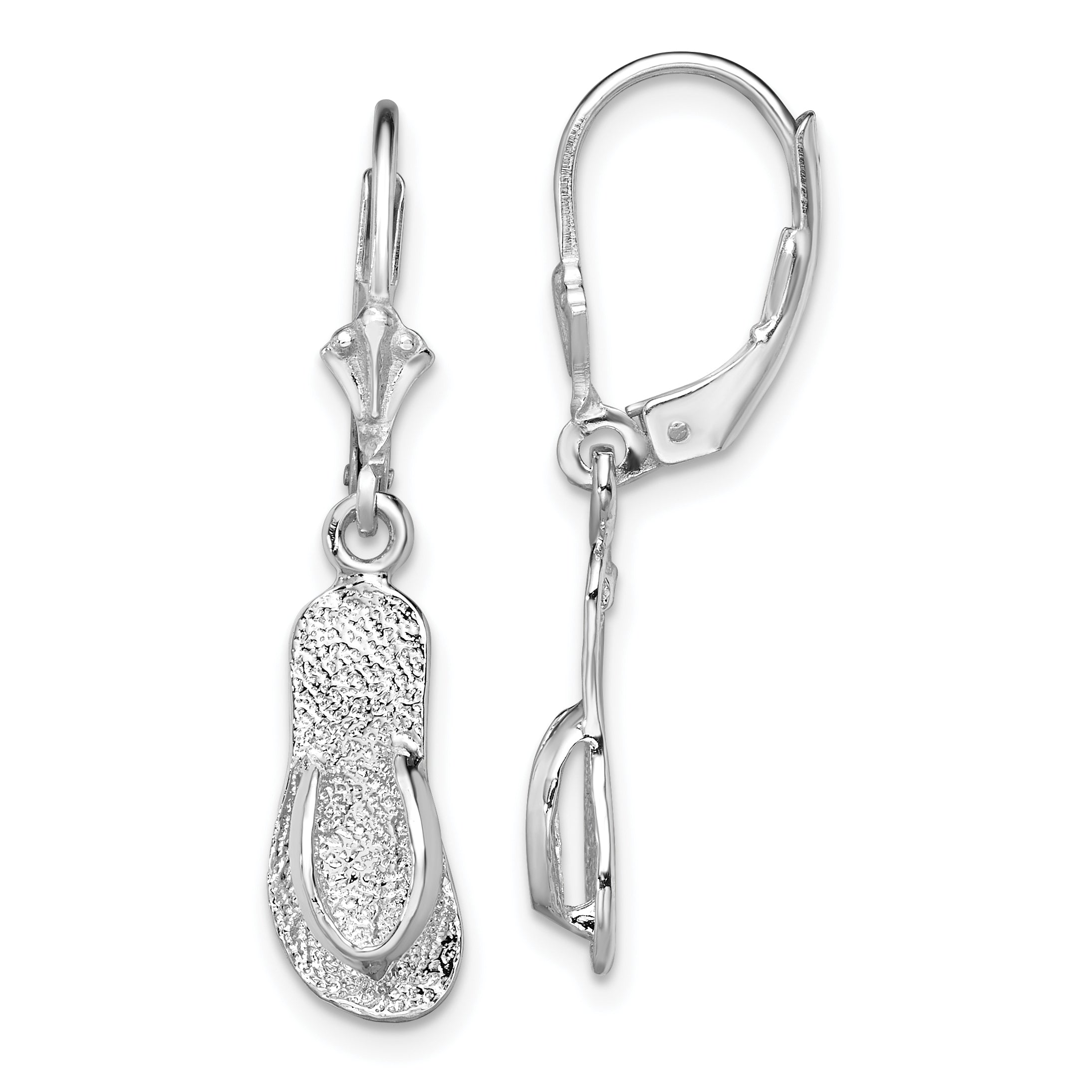 De-Ani Sterling Silver Rhodium-Plated Polished Large Flip-flop Leverback Earrings