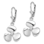 De-Ani Sterling Silver Rhodium-Plated Polished 3D Propeller Leverback Earrings