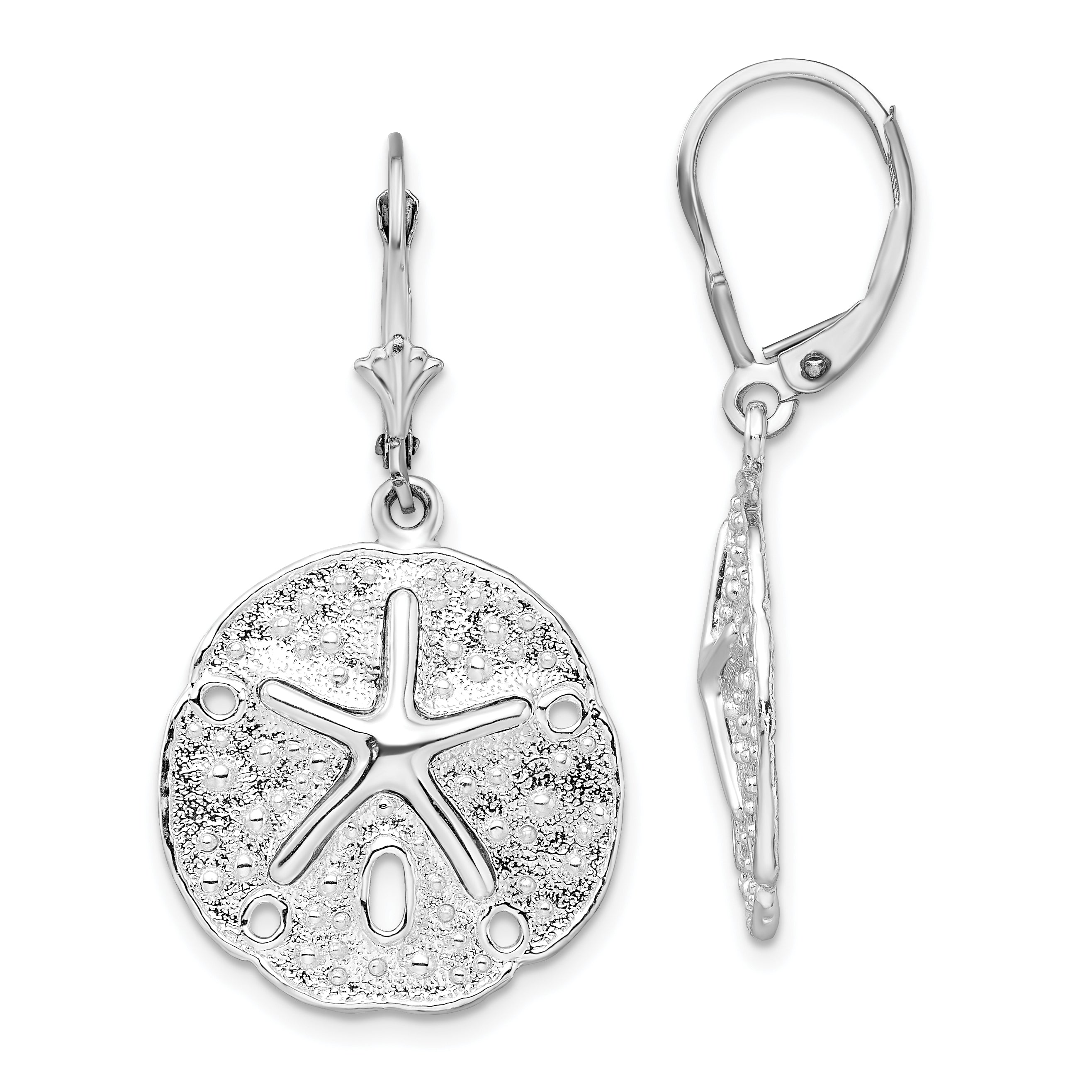 De-Ani Sterling Silver Rhodium-Plated Sand Dollar Starfish Leverback Earrings Main image