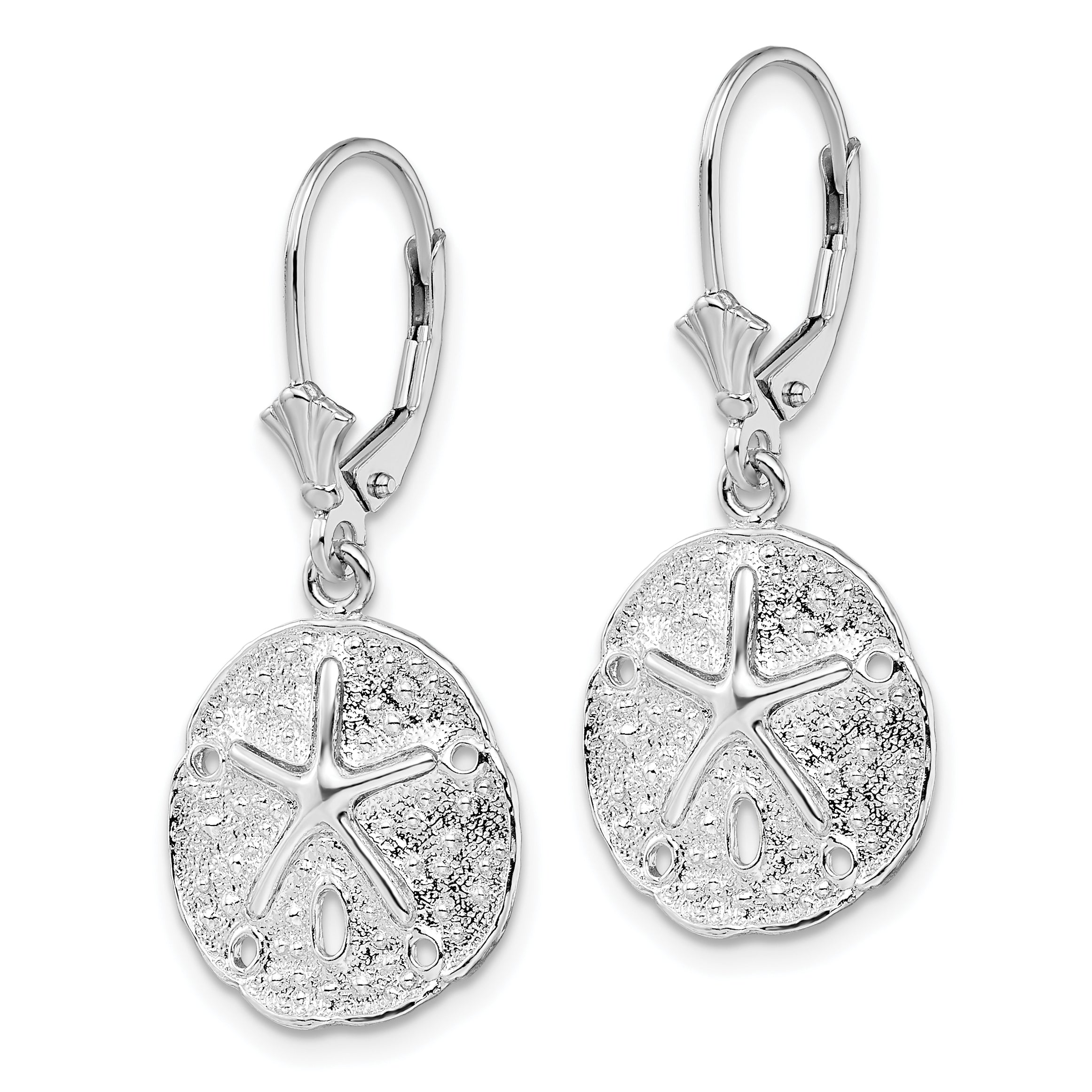De-Ani Sterling Silver Rhodium-Plated Sand Dollar Starfish Leverback Earrings Secondary image