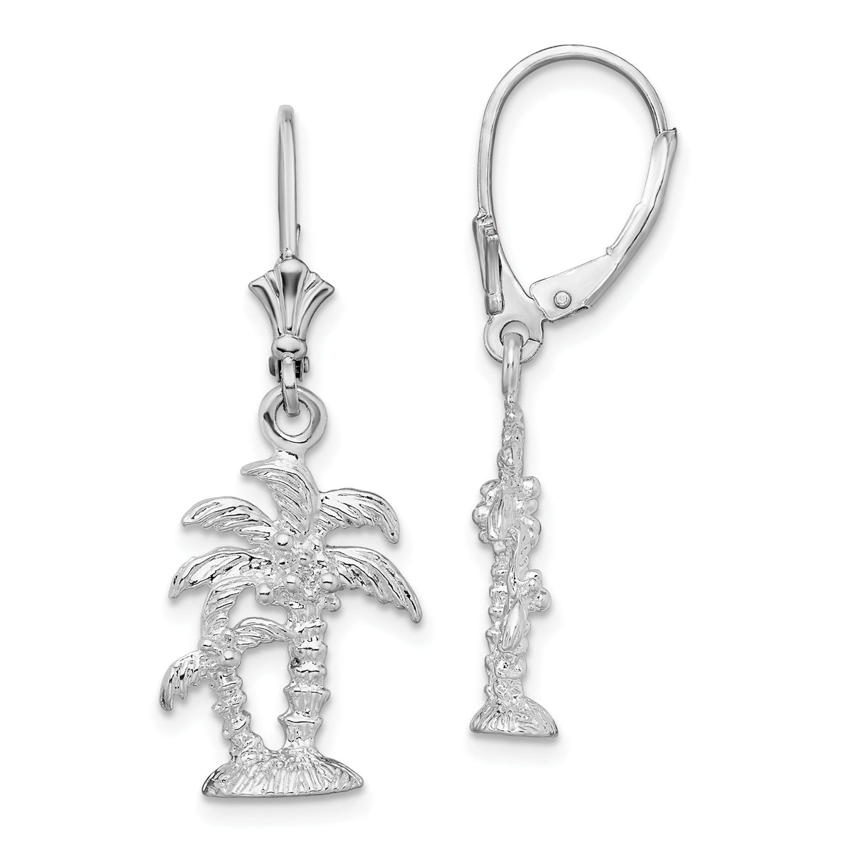 Palm Trees Leverback Earrings in Sterling Silver - Sophia Jewelers Main image