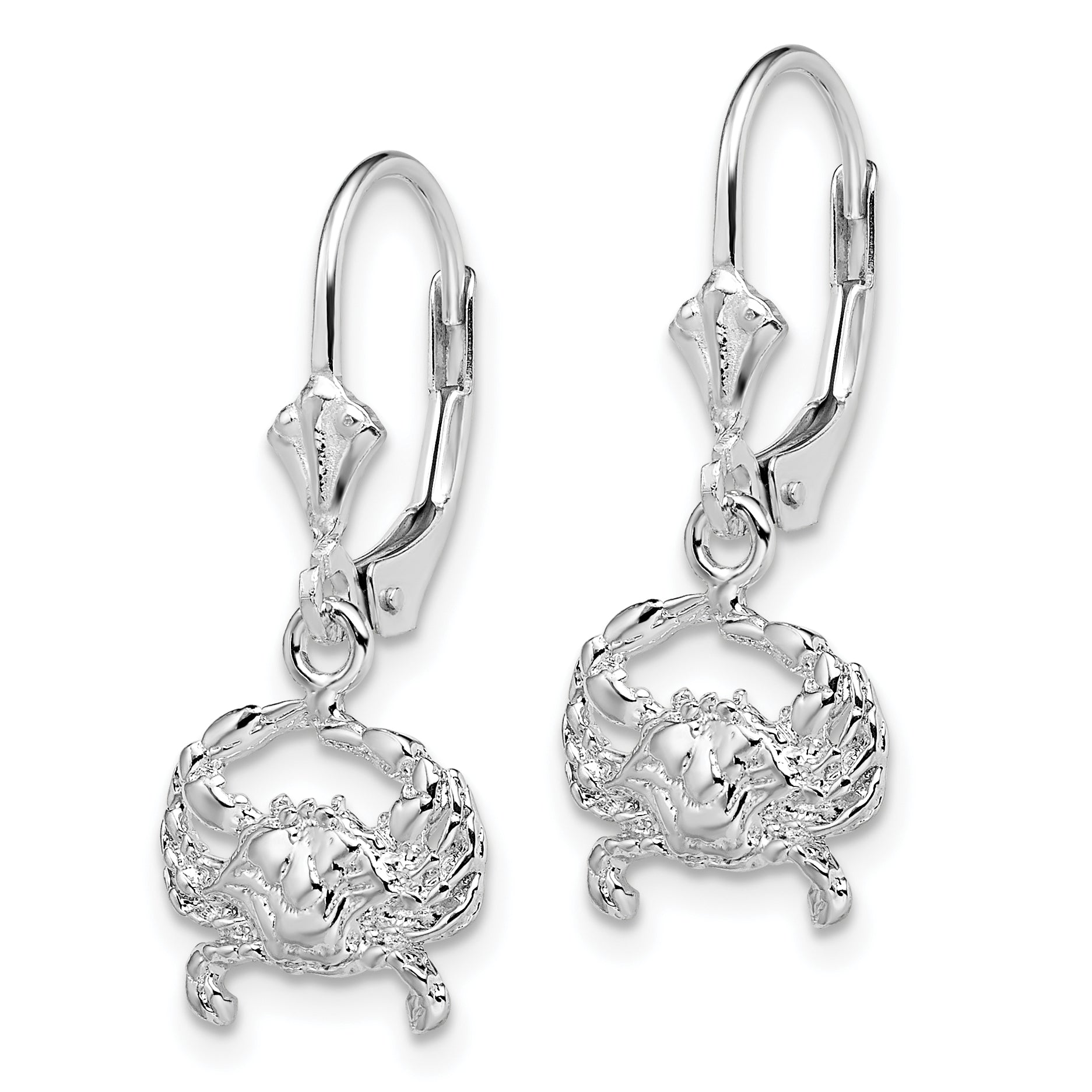 De-Ani Sterling Silver Rhodium-Plated Polished Blue Crab Leverback Earrings Secondary image
