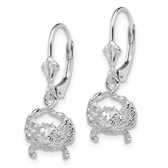 De-Ani Sterling Silver Rhodium-Plated Polished Blue Crab Leverback Earrings