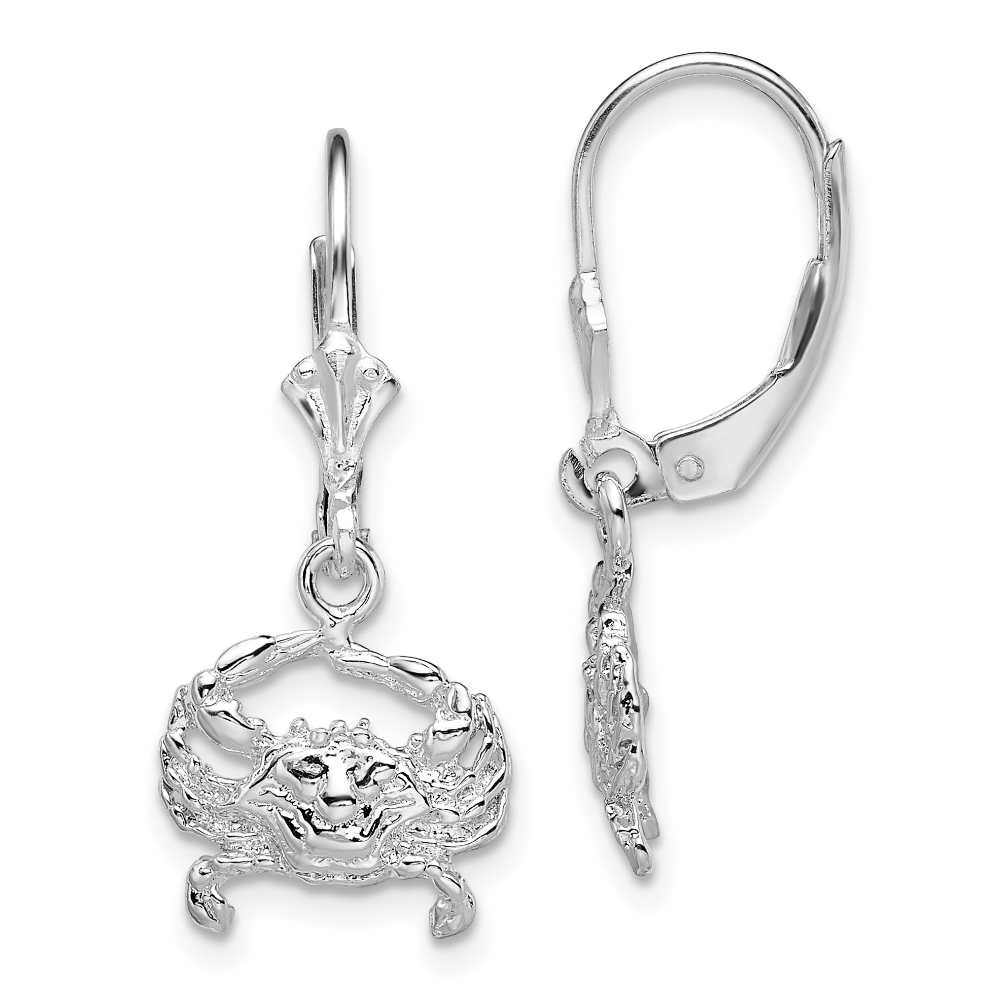 De-Ani Sterling Silver Rhodium-Plated Polished Blue Crab Leverback Earrings Main image