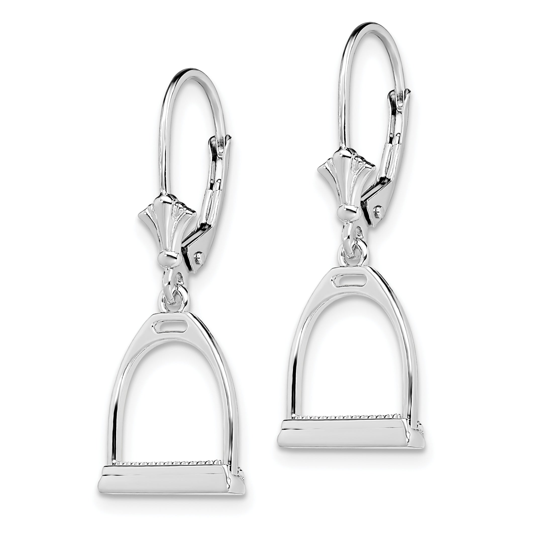 De-Ani Sterling Silver Rhodium-plated Polished 3D Small Stirrup Leverback Earrings Secondary image