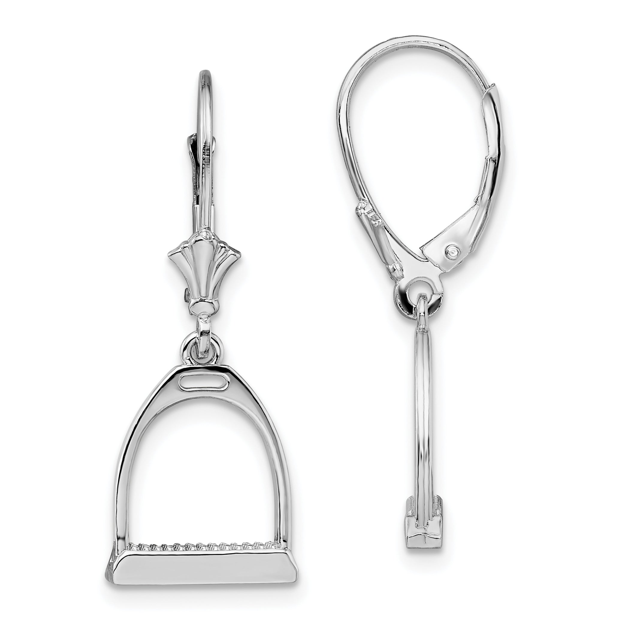 De-Ani Sterling Silver Rhodium-plated Polished 3D Small Stirrup Leverback Earrings Main image
