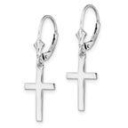 De-Ani Sterling Silver Rhodium-Plated Polished Latin Cross Leverback Earrings