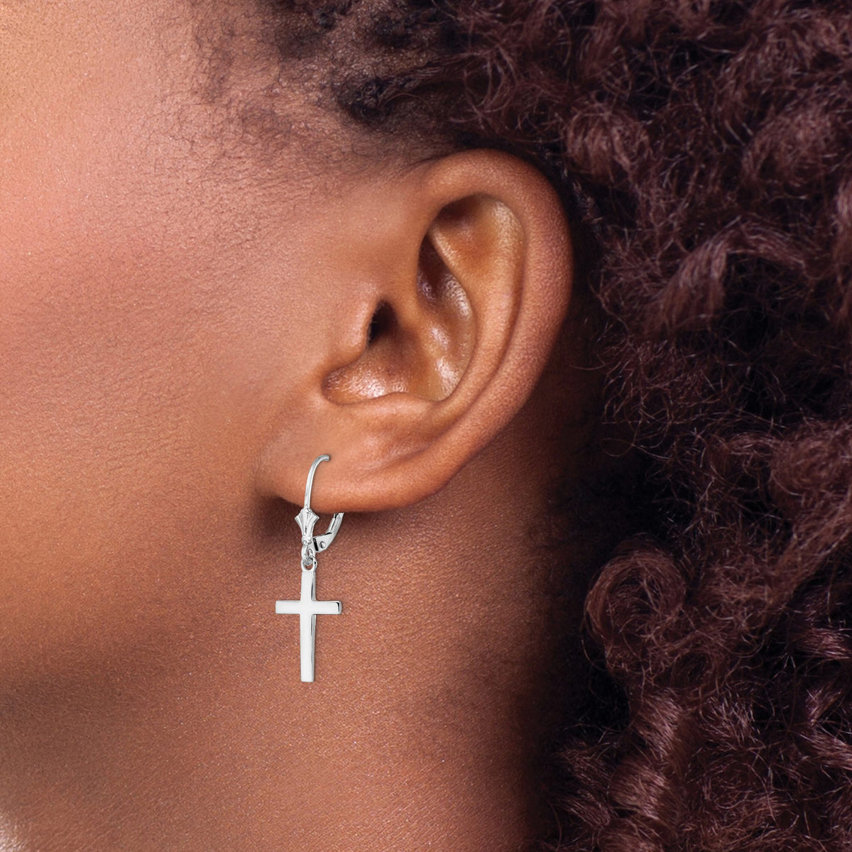 Latin Cross Leverback Earrings in Sterling Silver - Sophia Jewelers