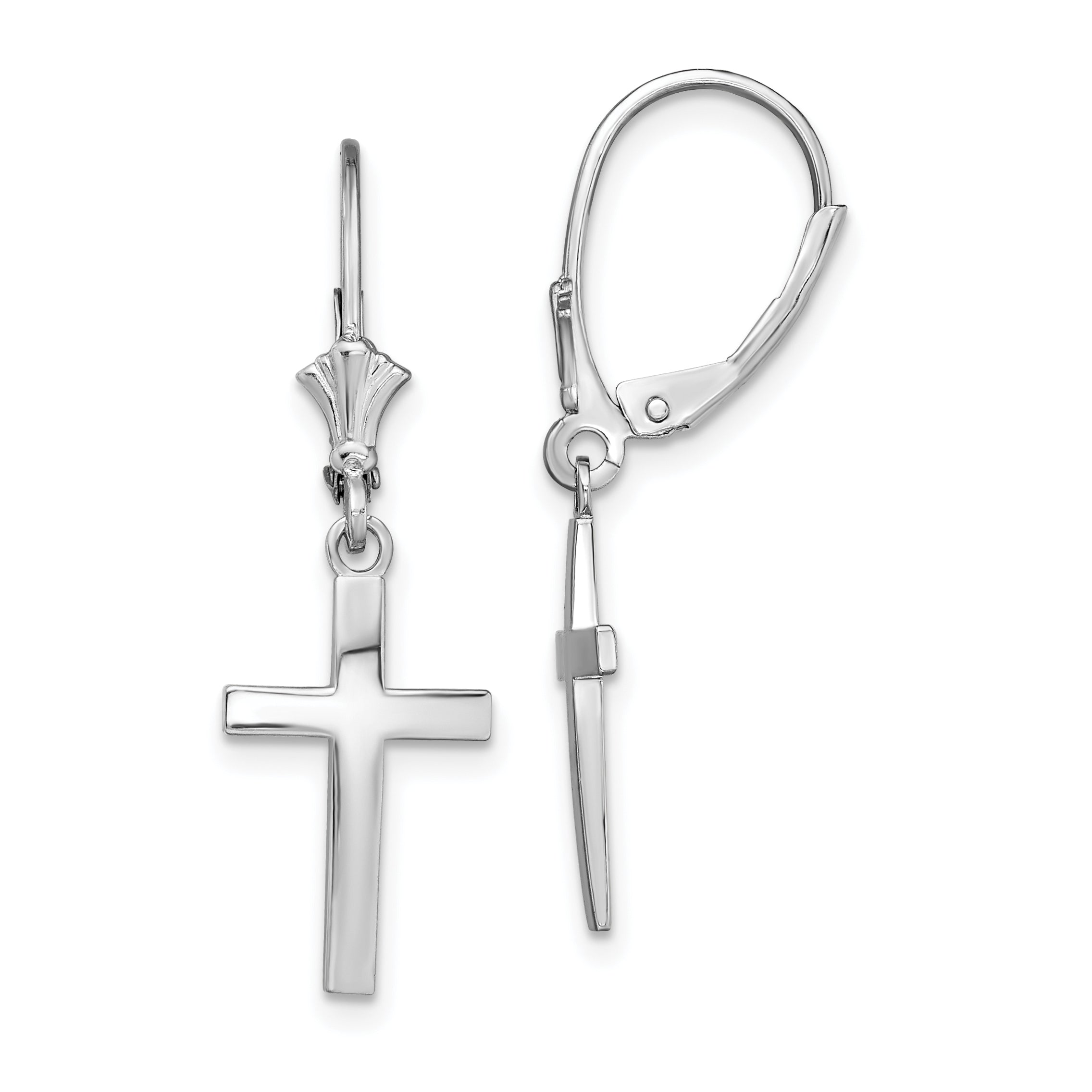 De-Ani Sterling Silver Rhodium-Plated Polished Latin Cross Leverback Earrings Main image