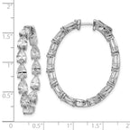 Sterling Shimmer Sterling Silver Rhodium-plated 24 Stone Pear Shaped CZ Fancy In and Out Oval Hinged Hoop Earrings