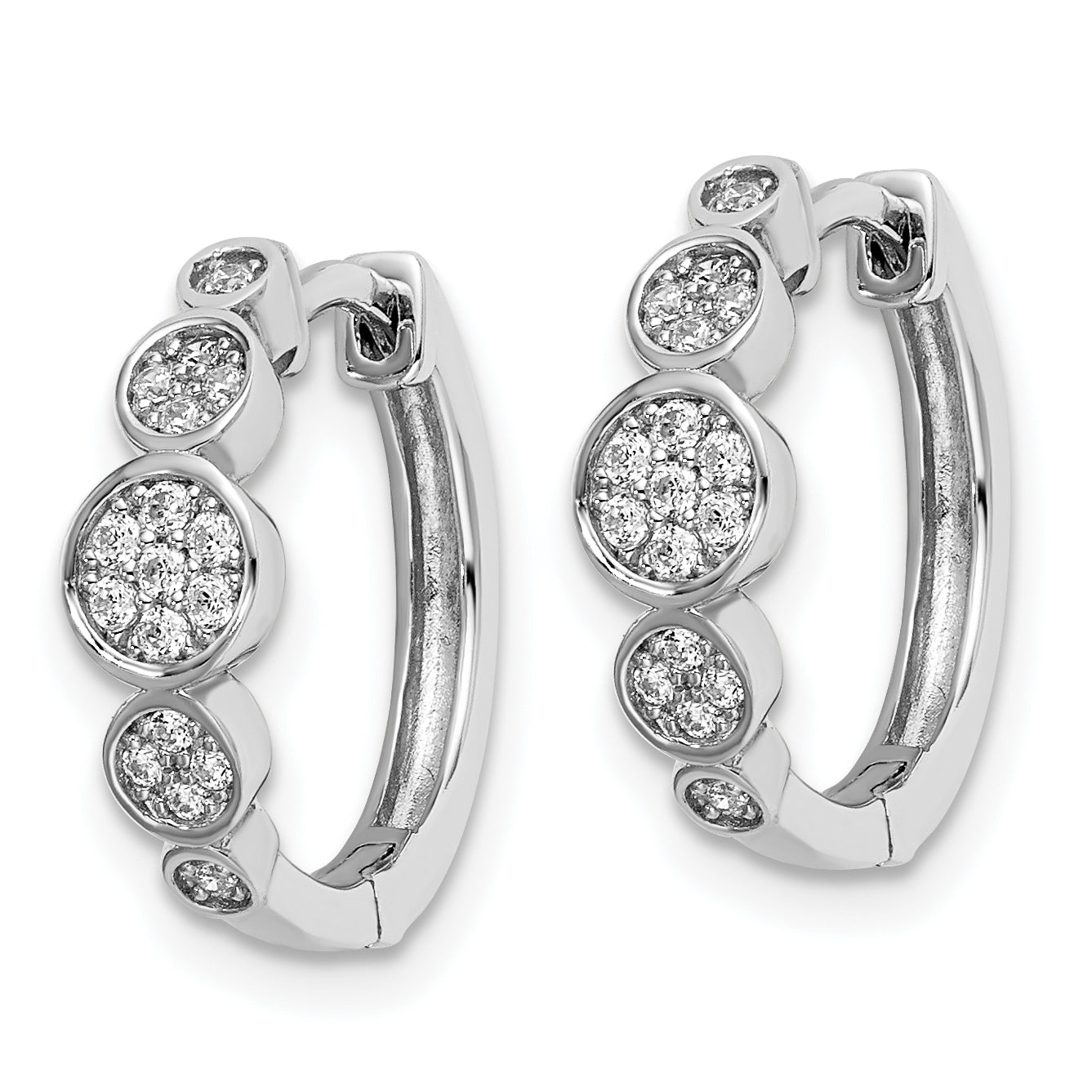 Sterling Shimmer Sterling Silver Rhodium-plated 34 Stone CZ Pav‚ Fancy Hinged Hoop Earrings