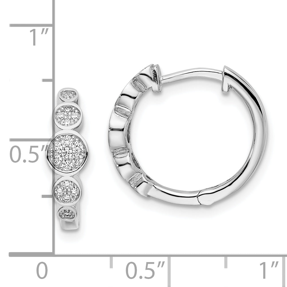 Sterling Shimmer Sterling Silver Rhodium-plated 34 Stone CZ Pav‚ Fancy Hinged Hoop Earrings