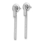 Sterling Shimmer Sterling Silver Rhodium-plated 48 Stone CZ Post Dangle Bar Earrings