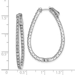 Sterling Shimmer Sterling Silver Rhodium-plated 66 Stone 1.75mm CZ In and Out Oval Hinged Hoop Earrings