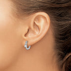 Sterling Shimmer Sterling Silver Rhodium-plated 22 Stone CZ In and Out Round Hinged Hoop Earrings