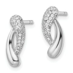 Sterling Silver Rhodium-plated Polished CZ Post Earrings