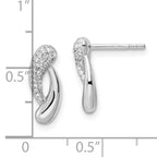 Sterling Silver Rhodium-plated Polished CZ Post Earrings
